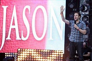 Comedian Jason Manford takes to the stage at the Help for Heroes concert at Twickenham Stadium