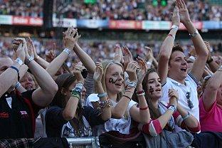 Fans singalong to the acts on stage at Twickenham