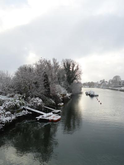 Snow on Eel Pie Island. Picture submitted by Koren Ayres.