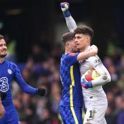 Chelsea goalkeeper Kepa Arrizabalaga (right) celebrates saving the penalty kick from Plymouth Argyle's Ryan Hardie (not pictured) during the Emirates FA Cup fourth-round match at Stamford Bridge, London.