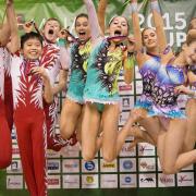 Will they be jumping for joy again: Richmond Gymnastics Association won the Maia International Acro Cup meeting in Portugal earlier this year and hope to celebrate again on Wednesday