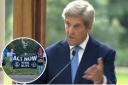 John Kerry speaks on the urgency of the climate crisis at Kew Gardens (youtube/Chatham House). Image detail: Richmond XR