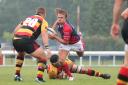 Try-ing time: Former Harlequins and London Scottish scrum half Sam Stuart, centre, scored for Richmond against Ealing Trailfinders on Sunday