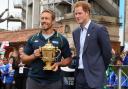 All smiles: Jonny Wilkinson and Prince Harry at the launch this week