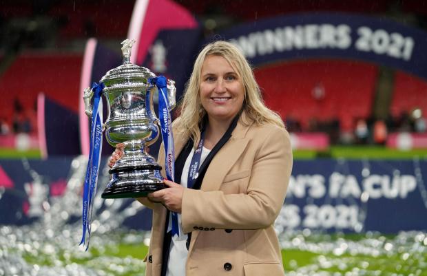 Richmond and Twickenham Times: Chelsea boss Emma Hayes with the FA cup