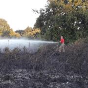 Eight fire engines and around 60 firefighters were called to a grass fire at Hounslow Heath, a park off of Staines Road / Image: London Fire Brigade
