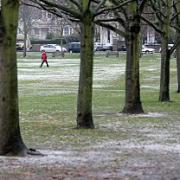 Light dusting: Richmond had its first snowfall of winter today