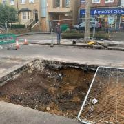 The sinkhole was caused by a main-pipe failure and Thames Water are now working to fix the site