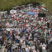 People take part in a pro-Palestine march in central London organised by the Palestine Solidarity Campaign (Jeff Moore/PA)